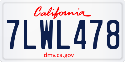 CA license plate 7LWL478
