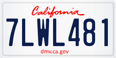 CA license plate 7LWL481