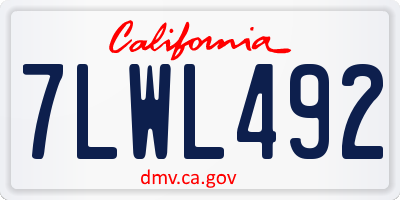 CA license plate 7LWL492