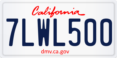 CA license plate 7LWL500