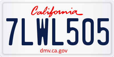 CA license plate 7LWL505