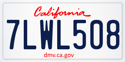 CA license plate 7LWL508