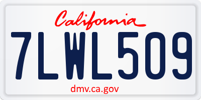 CA license plate 7LWL509