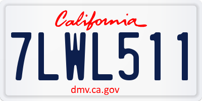 CA license plate 7LWL511