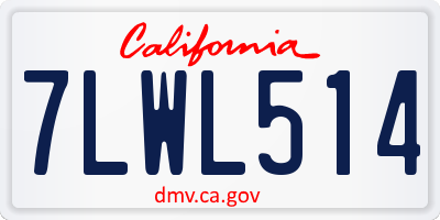 CA license plate 7LWL514