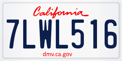 CA license plate 7LWL516