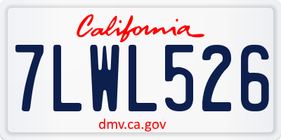 CA license plate 7LWL526