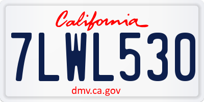 CA license plate 7LWL530