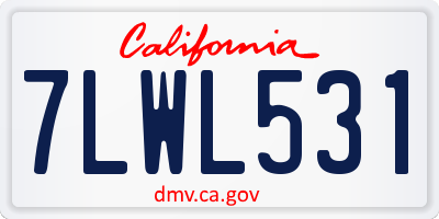 CA license plate 7LWL531