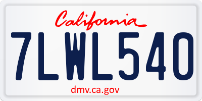 CA license plate 7LWL540