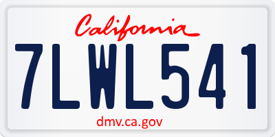 CA license plate 7LWL541