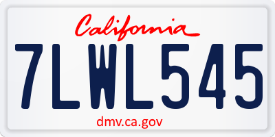 CA license plate 7LWL545