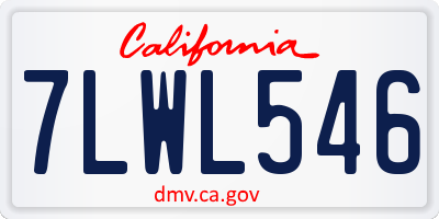 CA license plate 7LWL546