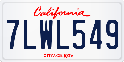 CA license plate 7LWL549