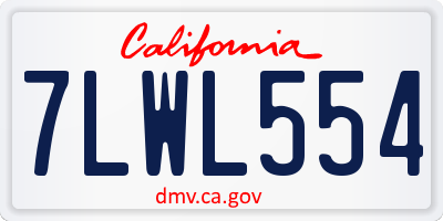 CA license plate 7LWL554