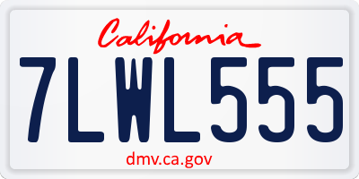 CA license plate 7LWL555
