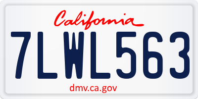 CA license plate 7LWL563