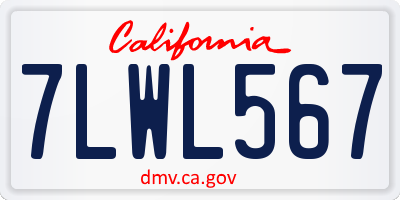 CA license plate 7LWL567