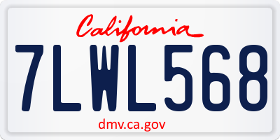 CA license plate 7LWL568