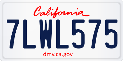 CA license plate 7LWL575