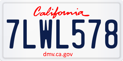 CA license plate 7LWL578