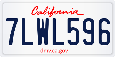 CA license plate 7LWL596