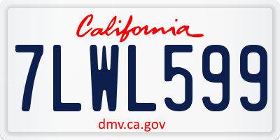 CA license plate 7LWL599