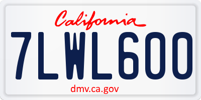 CA license plate 7LWL600