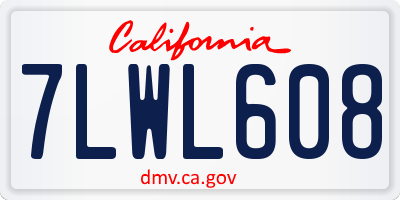 CA license plate 7LWL608