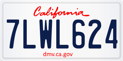 CA license plate 7LWL624