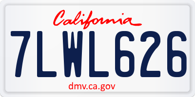 CA license plate 7LWL626