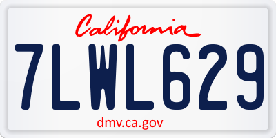 CA license plate 7LWL629