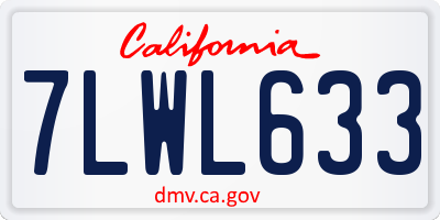 CA license plate 7LWL633