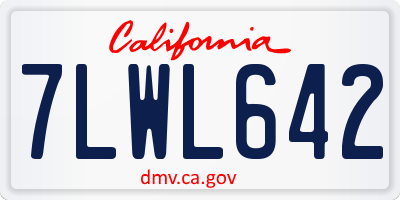 CA license plate 7LWL642