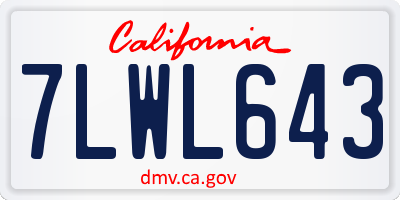 CA license plate 7LWL643