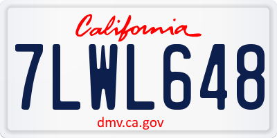 CA license plate 7LWL648