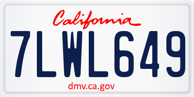 CA license plate 7LWL649