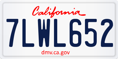 CA license plate 7LWL652
