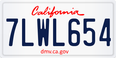 CA license plate 7LWL654
