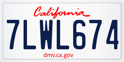 CA license plate 7LWL674