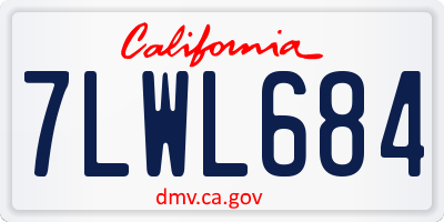CA license plate 7LWL684