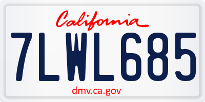 CA license plate 7LWL685