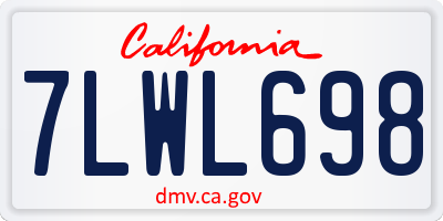 CA license plate 7LWL698