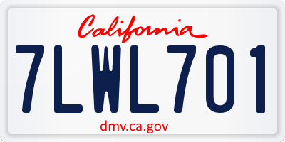 CA license plate 7LWL701