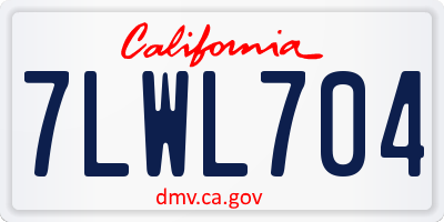 CA license plate 7LWL704