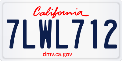 CA license plate 7LWL712