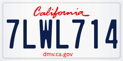 CA license plate 7LWL714