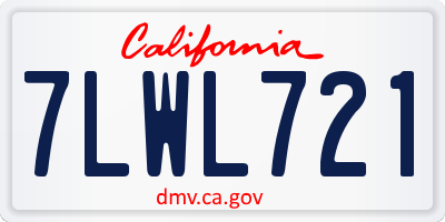 CA license plate 7LWL721
