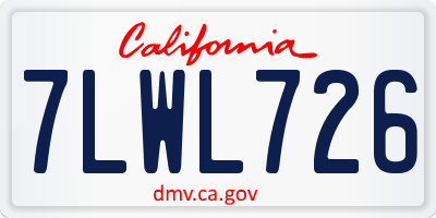 CA license plate 7LWL726