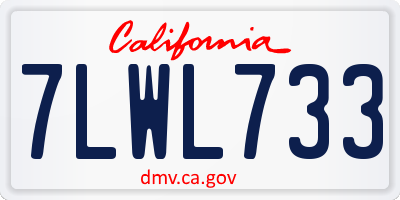 CA license plate 7LWL733